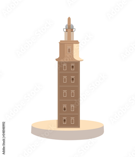 Hand drawn spanish national landmark. Torre de H rcules de A Coru a. photo