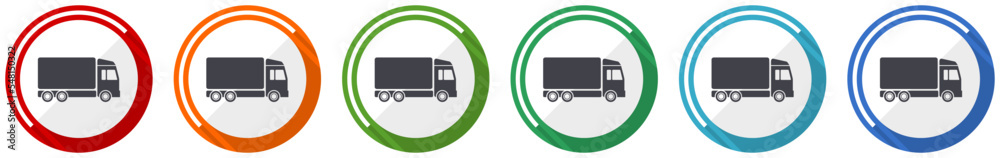 Delivery icon set, flat design vector illustration in 6 colors options for webdesign and mobile applications Delivery icon set, flat design vector illustration in 6 colors options for webdesign and mobile applications