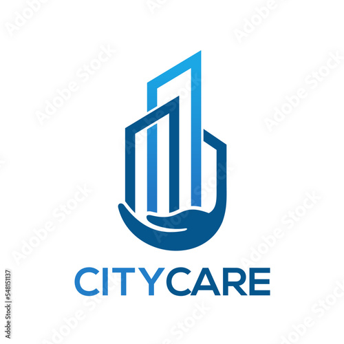 City care vector logo template. This design use hand care symbol.