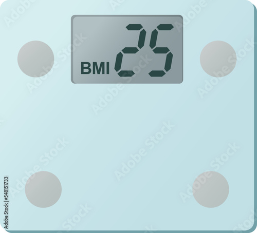 Digital weight scale BMI 25 Calculator vector illustration
