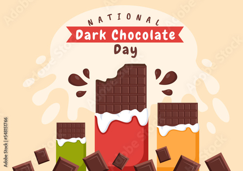 World Dark Chocolate Day On February 1st for the Health and Happiness That Choco Brings in Flat Style Cartoon Hand Drawn Templates Illustration