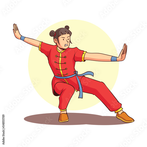 hand drawn wushu martial art