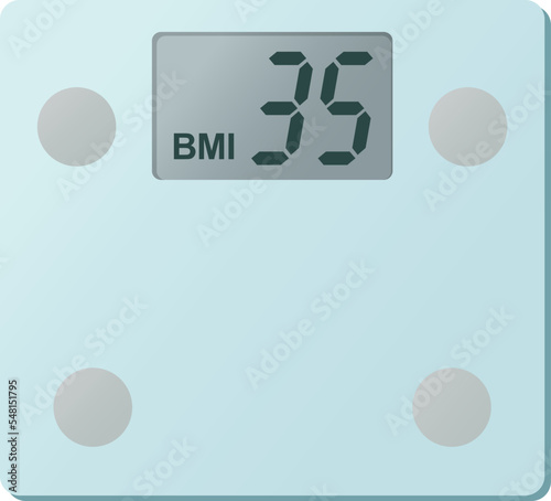 Digital weight scale BMI 35 Calculator vector illustration
