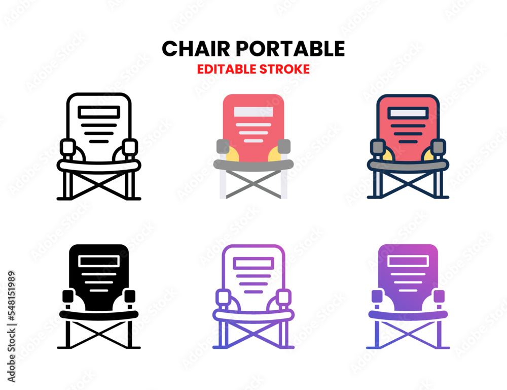 Chair Portable icon set vector line, outline, glyph, filled line, flat color, line and flat gradient. Editable stroke and pixel perfect. Can used for digital product, presentation, UI and many more. Chair Portable icon set vector line, outline, glyph, filled line, flat color, line and flat gradient. Editable stroke and pixel perfect. Can used for digital product, presentation, UI and many more.