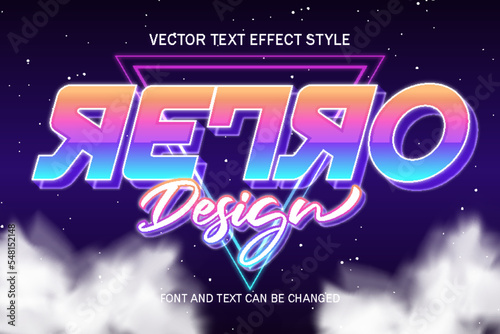 retro holographic font typography lettering 3d editable text effect font style template background