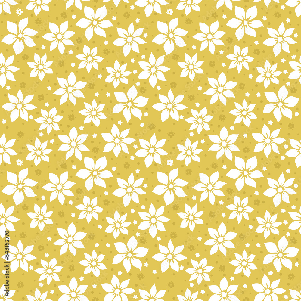 Seamless flowers pattern. Yellow and white floral pattern