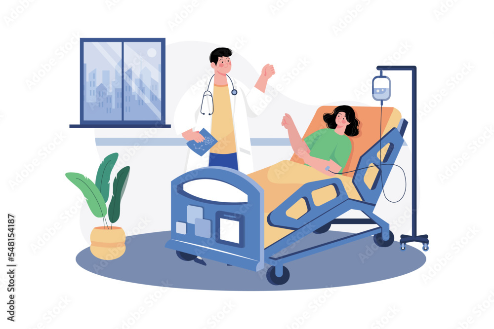Doctor Treating A Female Patient Illustration concept