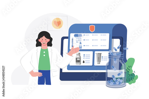 Female Doctor Explaining Medication Illustration concept