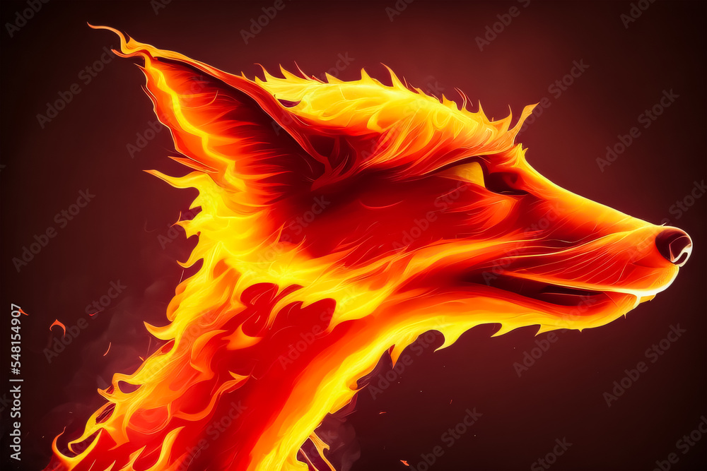 Fototapeta premium fiery red fox - digital drawing