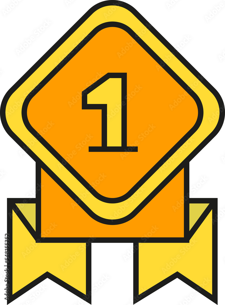 number one or first place medal and award icon
