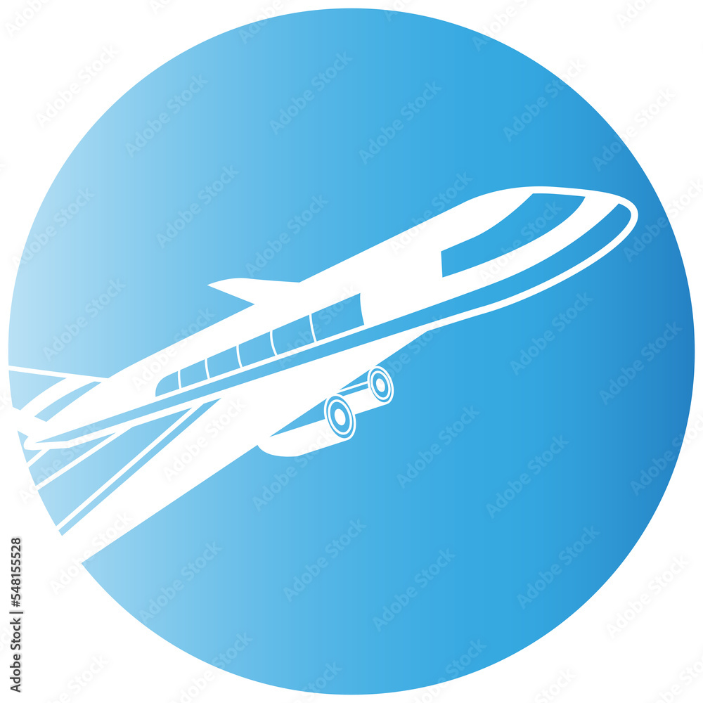 plane in circle button illustration