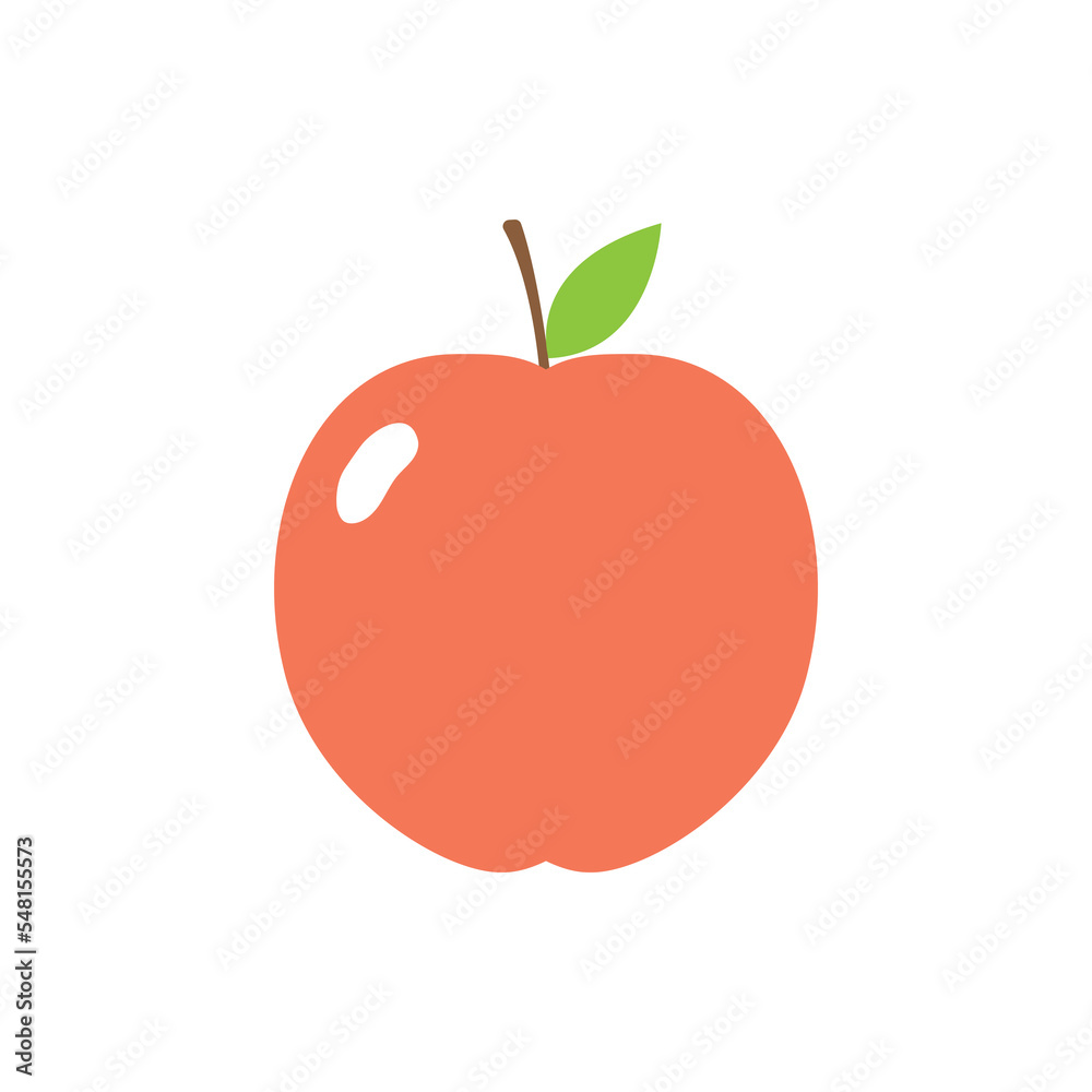 Fototapeta premium Apple fruit icon flat design isolated vector illustration.