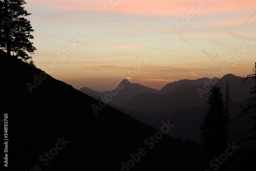 mountains and colorful sky while sunrise 