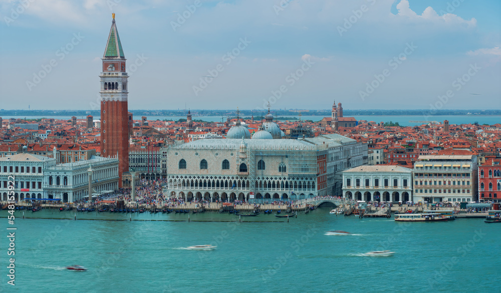 Venezia from Top from a bell tower during summer time 