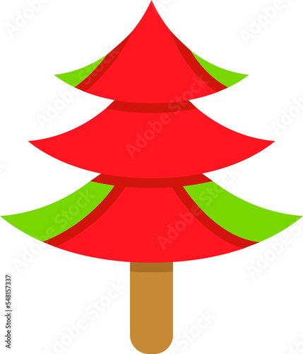 red Christmas tree icon illustration