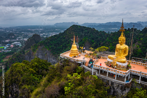 Aerial view of Wat Tham Suea or Tiger Cave Temple in Krabi, Thailand photo