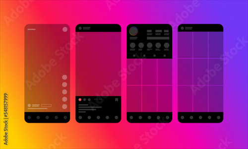 Instagram Reels Stories Feed Template for Social Media App Screen Interface
