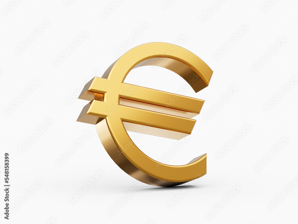 Fototapeta premium Gold 3d euro sign on white 3d illustration