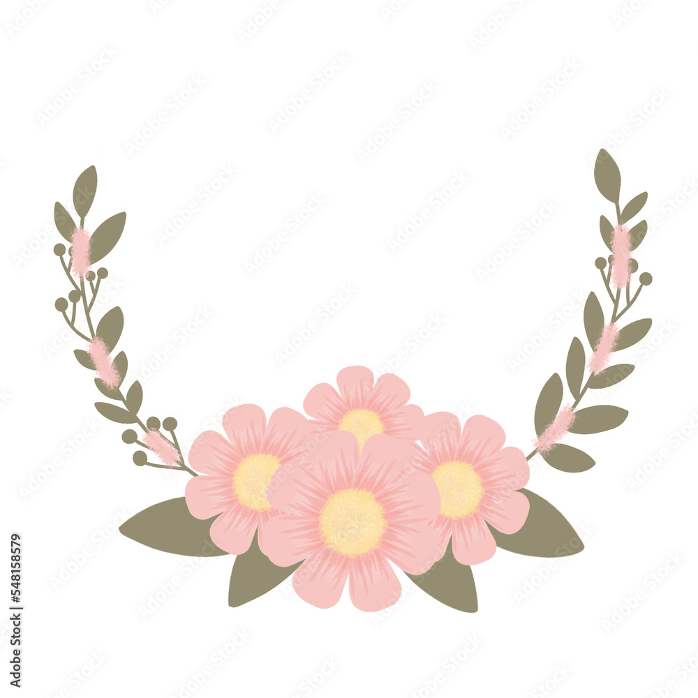 frame with flowers png illustration. Perfect for anniversary, birthday, flyer, invitation, wedding, presentation, etc