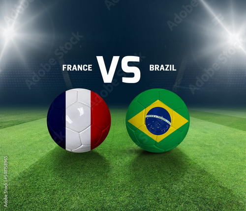 Soccer matchday template. France vs Brazil Match day template. 3d rendering