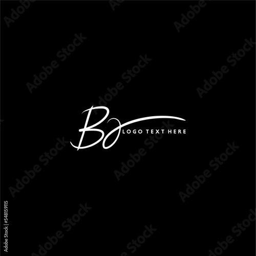 Hand Written style BJ letter design, BJ logo, BJ initials with black background
