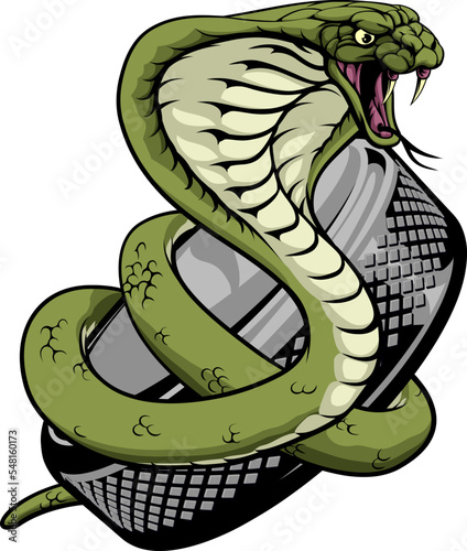 A cobra snake ice hockey team cartoon animal sports mascot