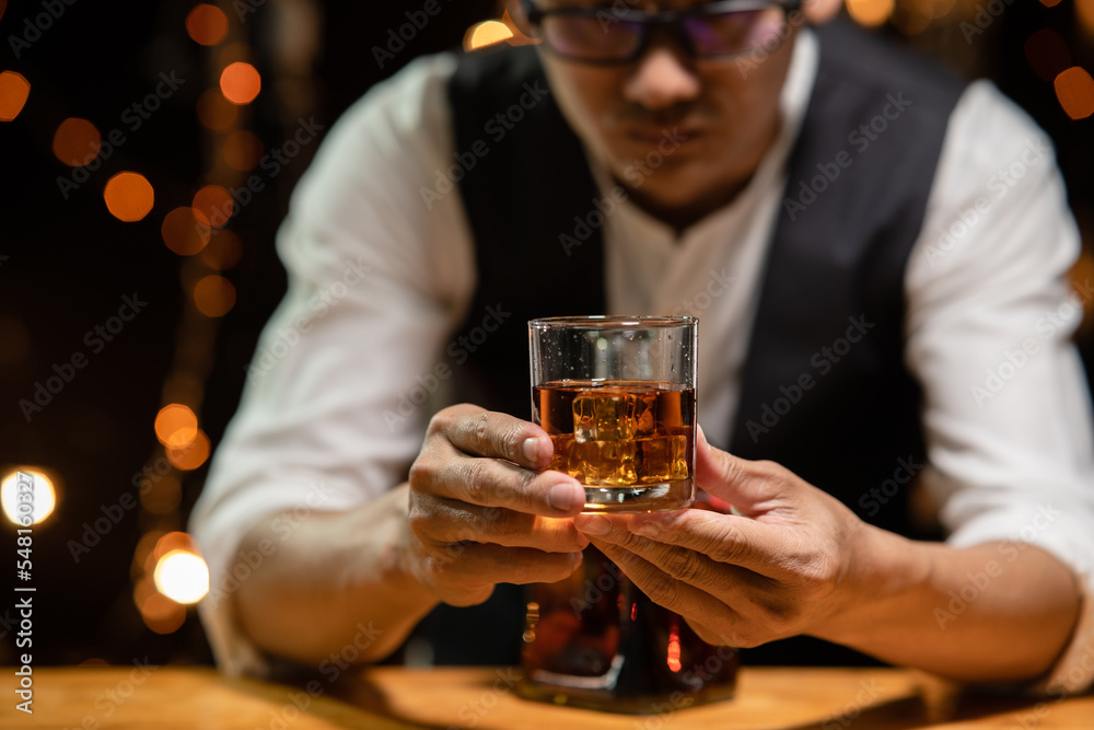Barman pouring whiskey whiskey glass beautiful night Barman pouring whiskey whiskey glass beautiful night