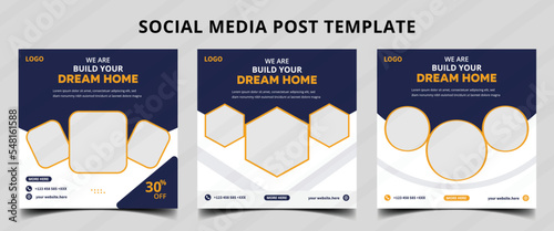 Real Estate home Social Media Post Template, Editable Post Template Social Media Banners.
