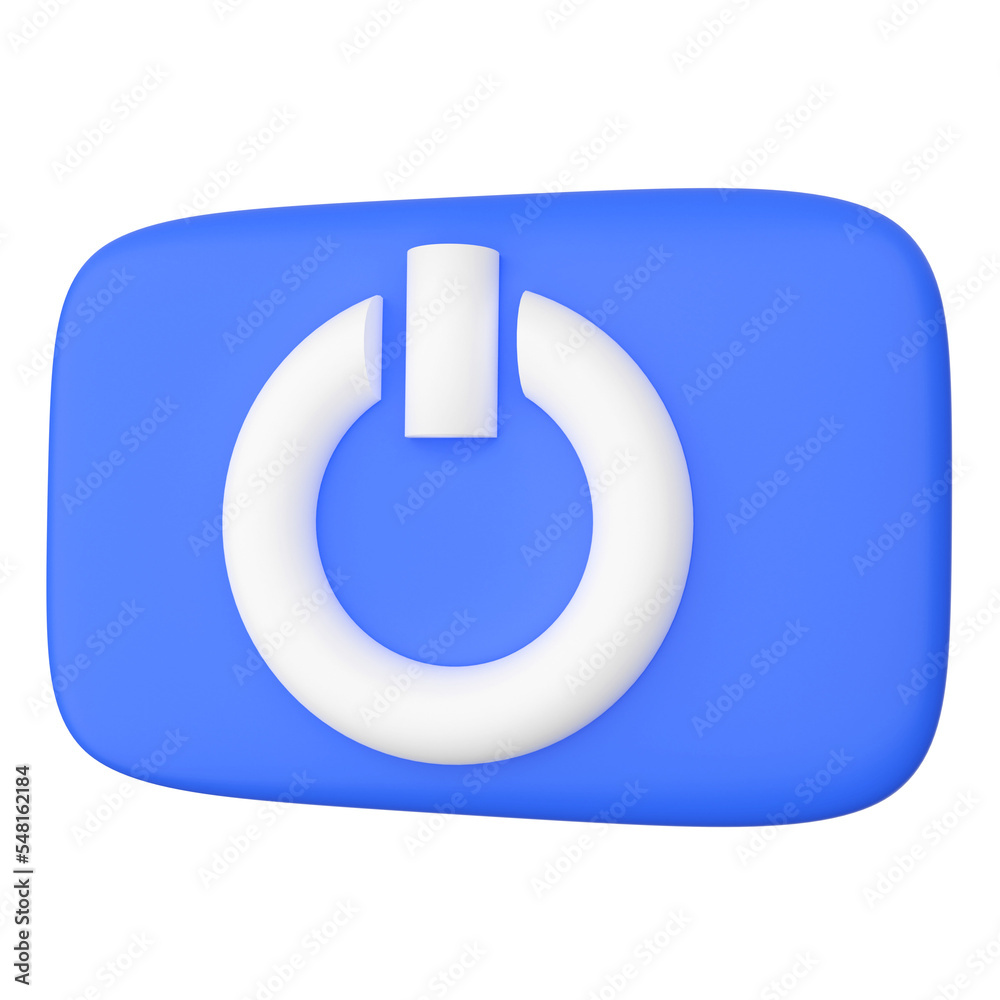 Power Button. 3D rendering. Power Button. 3D rendering.