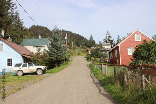 Street scene in the small town of Hoonah, Alaska, USA.