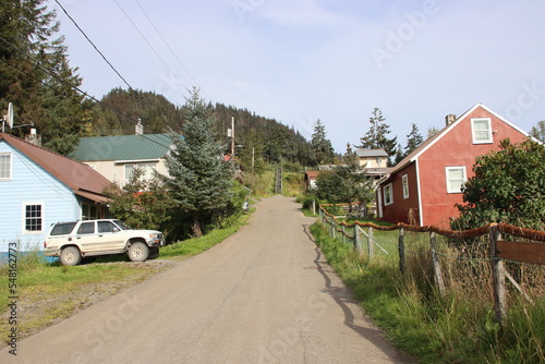 Street scene in the small town of Hoonah, Alaska, USA. photo