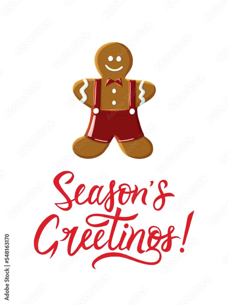 Funny Gingerbread Christmas and New year postcard