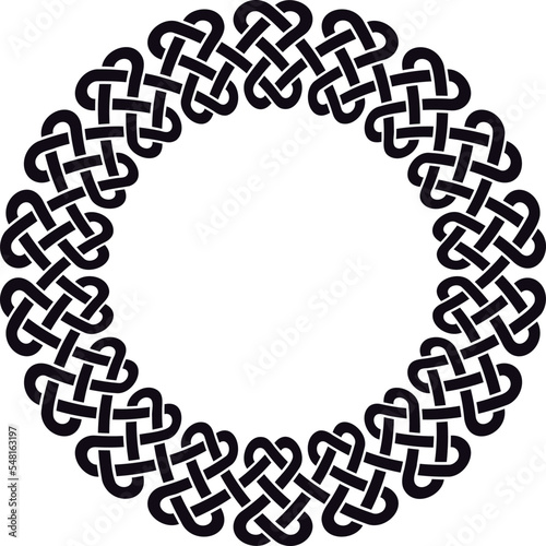 Celtic knot braided circular frame, black. Circular border made with Celtic knots for use in designs for St. Patrick's Day.