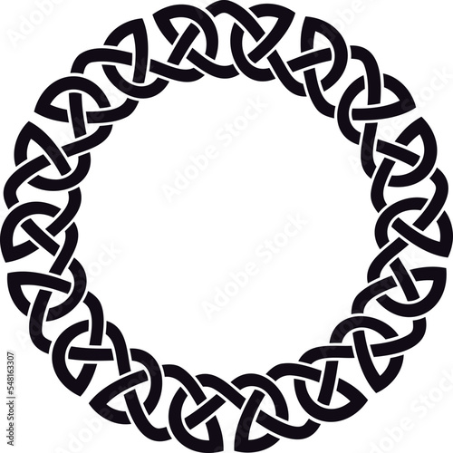 Simple Celtic knot circular frame, black. Circular border made with Celtic knots for use in designs for St. Patrick's Day.