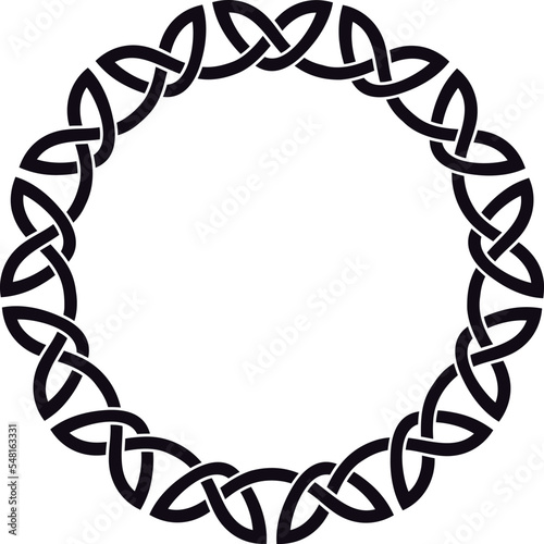 Simple Celtic knots circular frame, black. Circular border made with Celtic knots for use in designs for St. Patrick's Day.