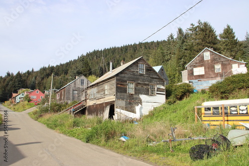 Fototapeta Naklejka Na Ścianę i Meble -  Street scene in the small town of Hoonah, Alaska, USA.