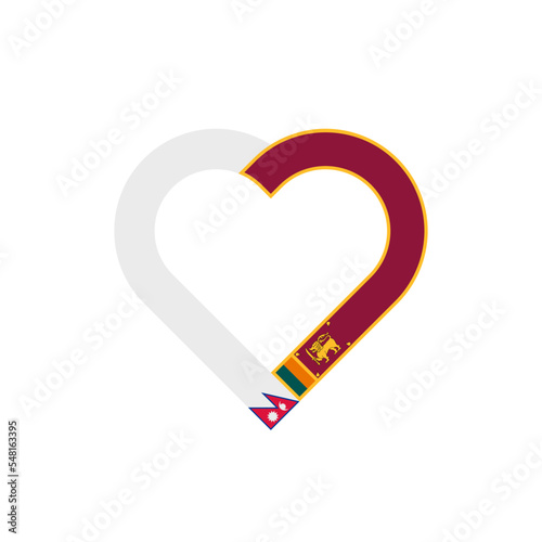friendship concept. heart ribbon icon of nepal and sri lanka flags. vector illustration isolated on white background