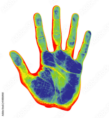 Thermal hand vector illustration digital scanner print technology  photo