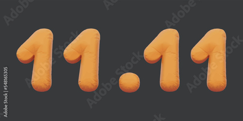 11.11 sale golden inflatable Helium foil numbers bread balloons style. vector illustration eps10