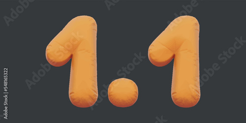 1.1 sale golden inflatable Helium foil numbers bread balloons style. vector illustration eps10