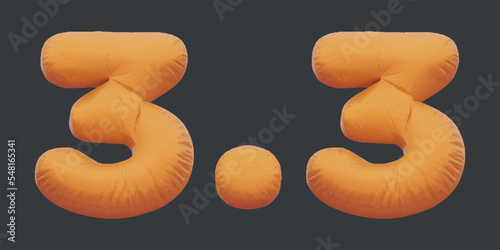 3.3 sale golden inflatable Helium foil numbers bread balloons style. vector illustration eps10