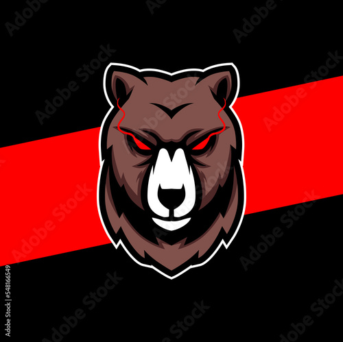angry grizzly head, mascot esport logo design for gamer and sport