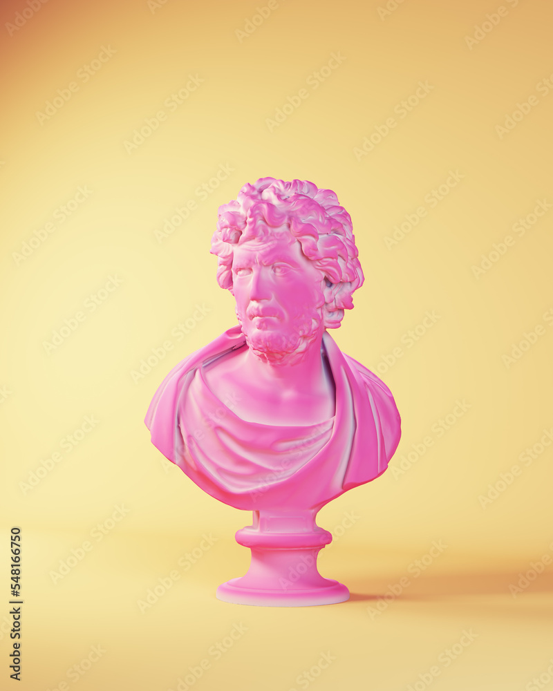 Blue Pink Classic Greek Roman Philosopher Bust Head Elite Culture 3d illustration render Blue Pink Classic Greek Roman Philosopher Bust Head Elite Culture 3d illustration render