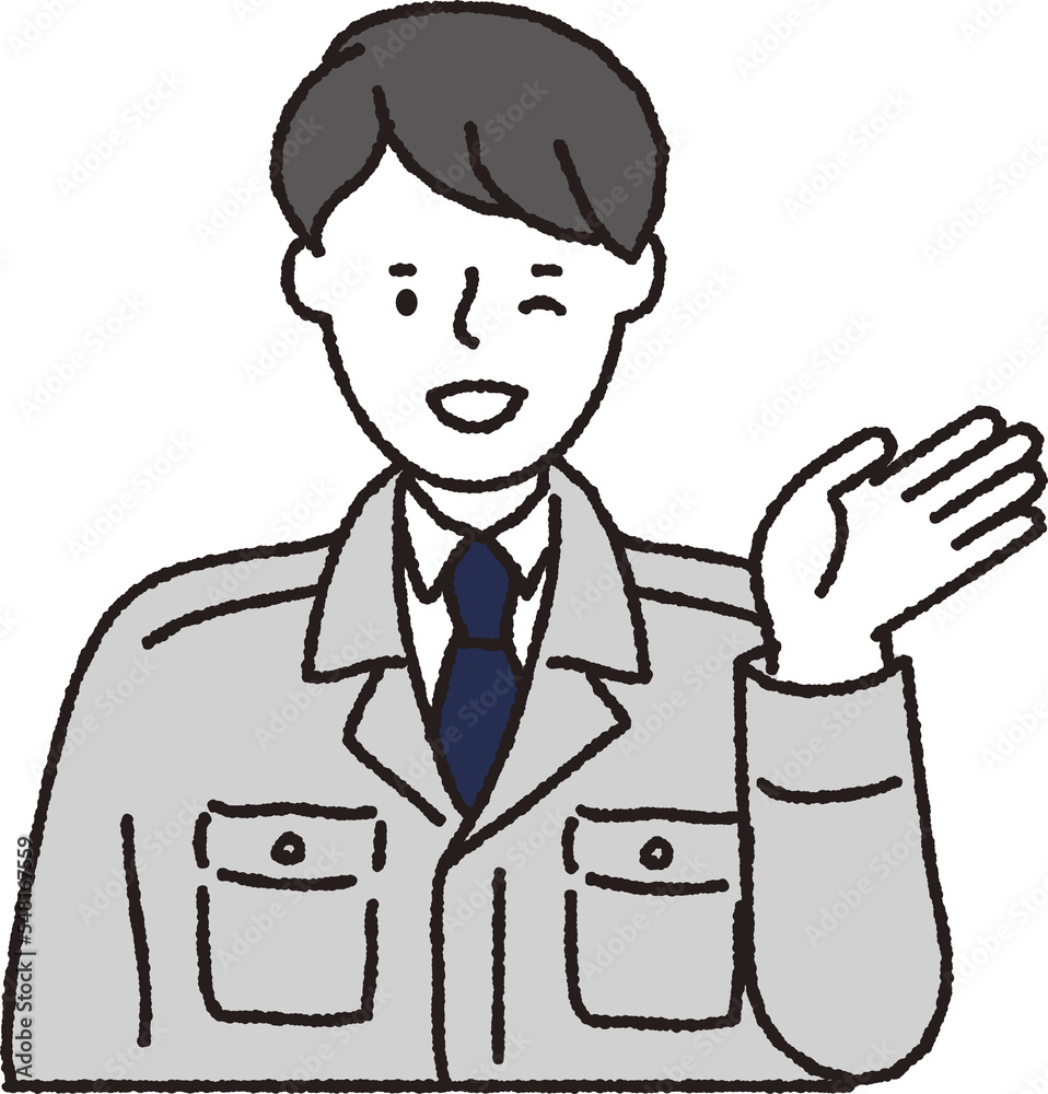 作業着姿の男性_ウィンクこちら