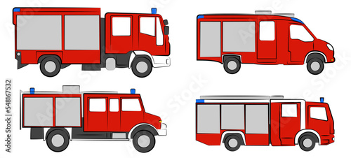 4 Feuerwehr Löschfahrzeuge Zeichnungen Vektor Grafiken | Fire department fire trucks Drawnings Vector Graphics