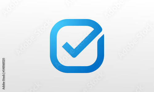 Valid Approved Icon. White Check Mark with Blue Square Shape OK Sticker Label isolated on White Background. Flat Vector Icon Design Elements For Web Templates