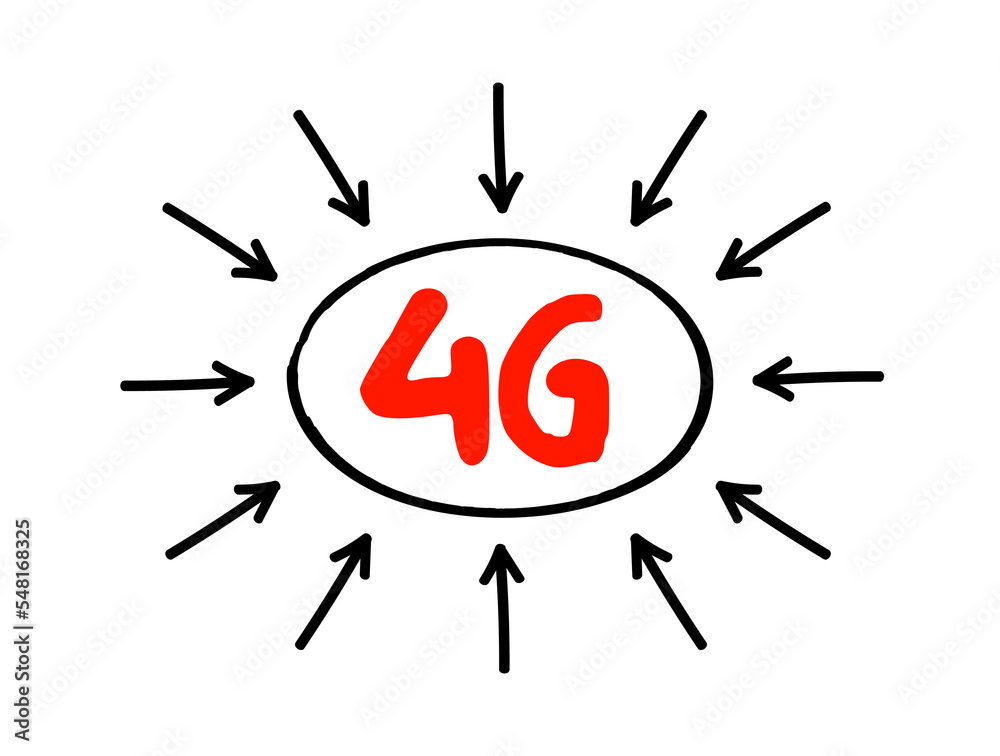 4G - fourth generation cellular data text with arrows, technology concept background 4G - fourth generation cellular data text with arrows, technology concept background