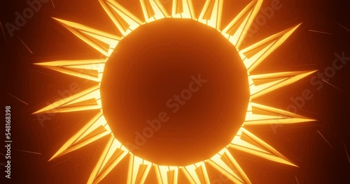 3d render with abstract geometric glowing sun