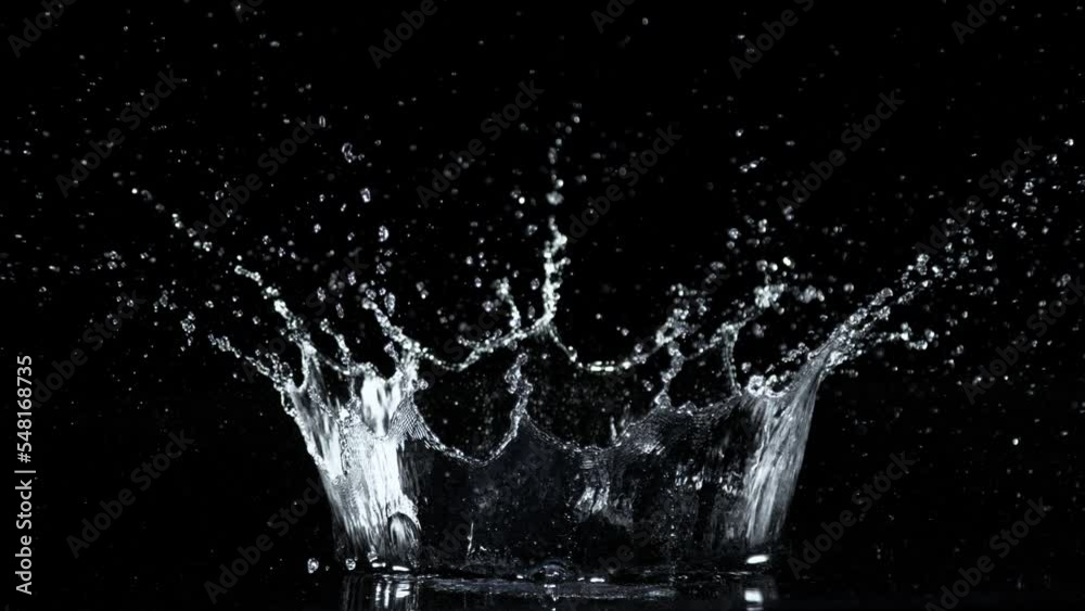 Super Slow Motion Shot of Water Crown Splash Isolated on Black Background at 1000fps. Super Slow Motion Shot of Water Crown Splash Isolated on Black Background at 1000fps.