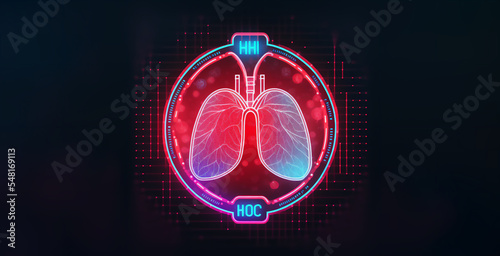 Lung holographic icon  lung disease diagnostic concept for lung cancer  pneumonia  viral infections  3d rendering 